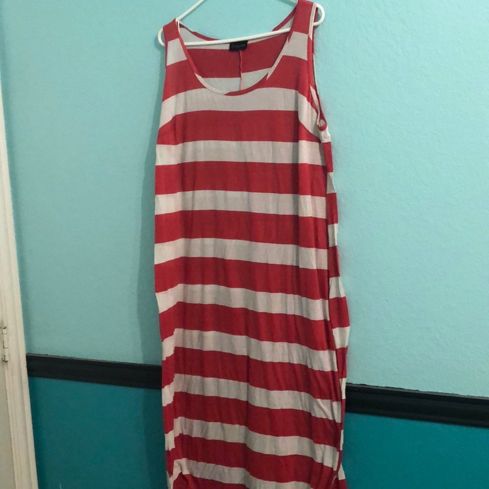 Ultra flirt plus red and white striped dress